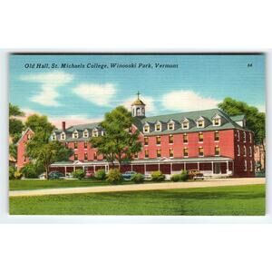 Vintage Linen Postcard Old Hall St. Michaels College Winooski Park VT